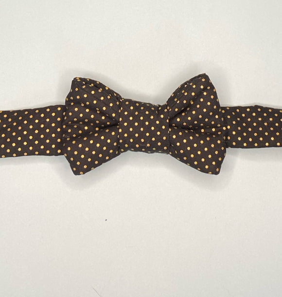 Gold Polka Dot Print Bow Tie Cat Collar