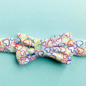 Rainbow 2 Heart Print Bow Tie Cat Collar