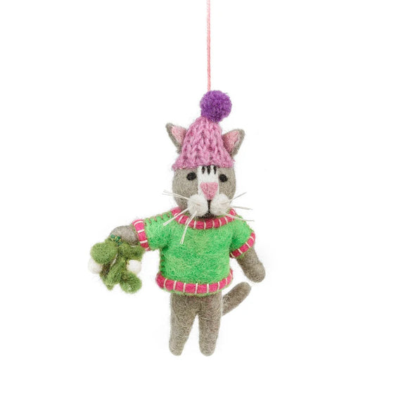 Mistletoe Cat Ornament