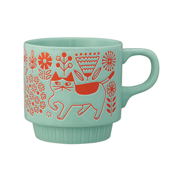 Decole Walking Cat Mug - Flowers