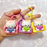 Reading Cat Keychain