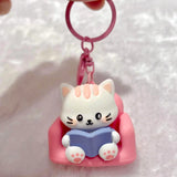 Reading Cat Keychain