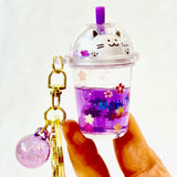 Boba Sakura Cat Keychain