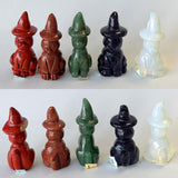 Medium 2” Assorted Crystal Witch Cat Carving
