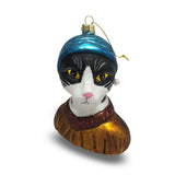 Tuxedo Cat with a Pearl Earring Ornament