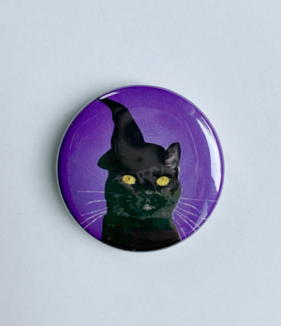 Witch City Kitty 1.25” Magnet- Purple