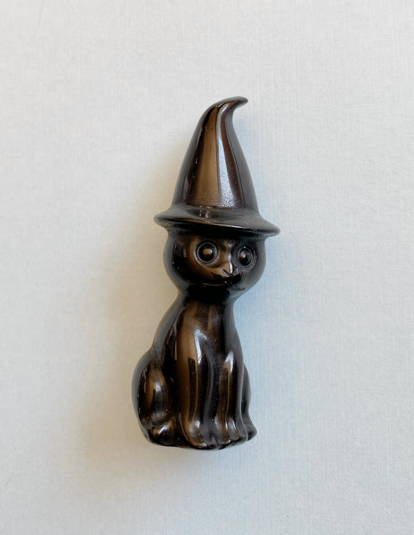 2” Obsidian Crystal Witch Cat