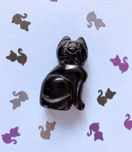 2” Obsidian Crystal Cat